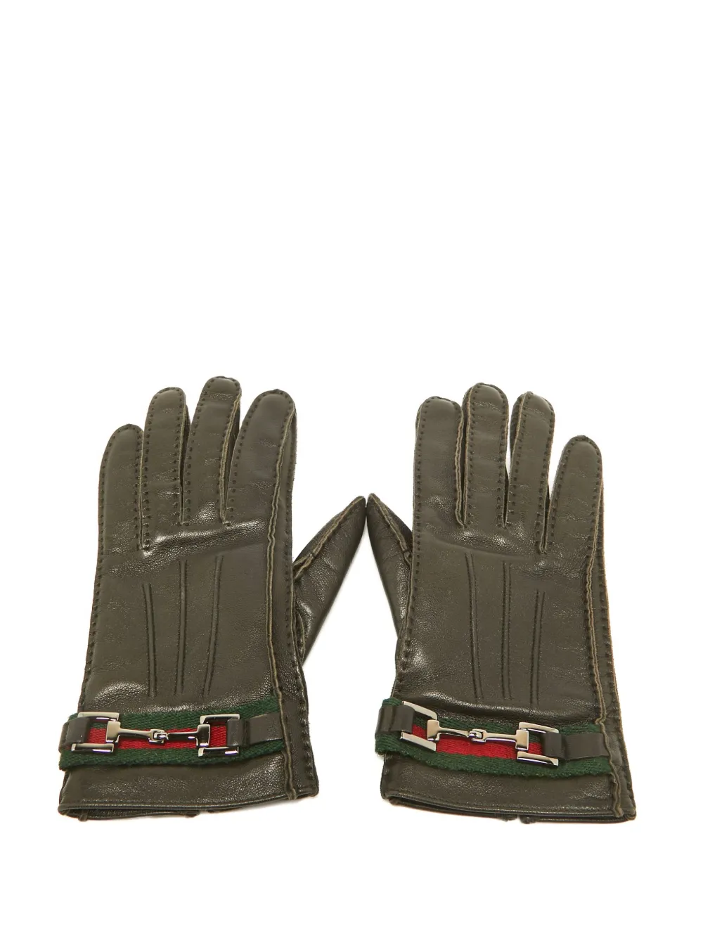 Gucci Pre-Owned horsebit-detail leather gloves - ブラウン Gucci Pre-Owned horsebit-detail leather gloves - ブラウン