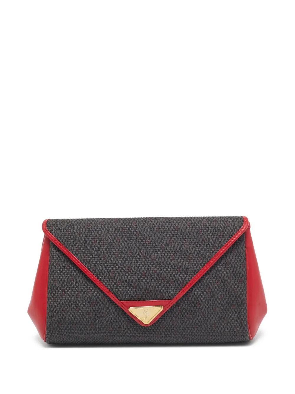 leather-trim canvas clutch bag