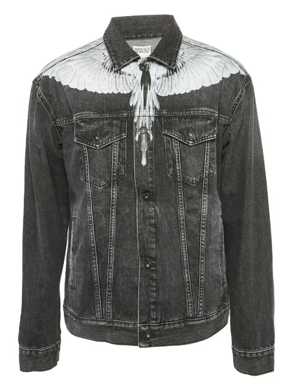 Marcelo Burlon County Of Milan graphic-print Denim Jacket Black