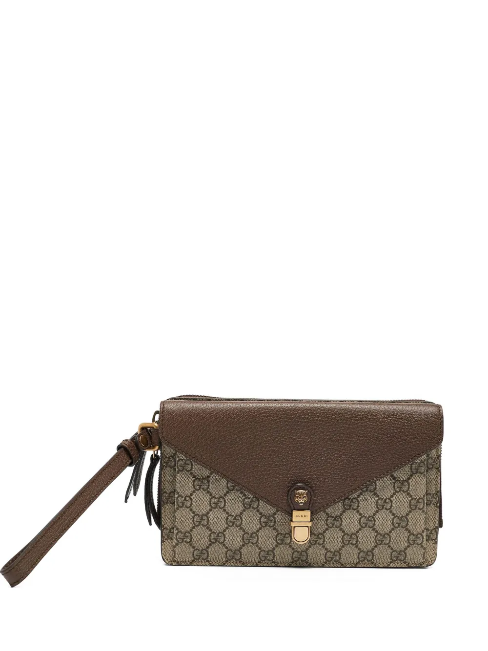 Gucci Pre-Owned GG Supreme clutch bag - ブラウン Gucci Pre-Owned GG Supreme clutch bag - ブラウン