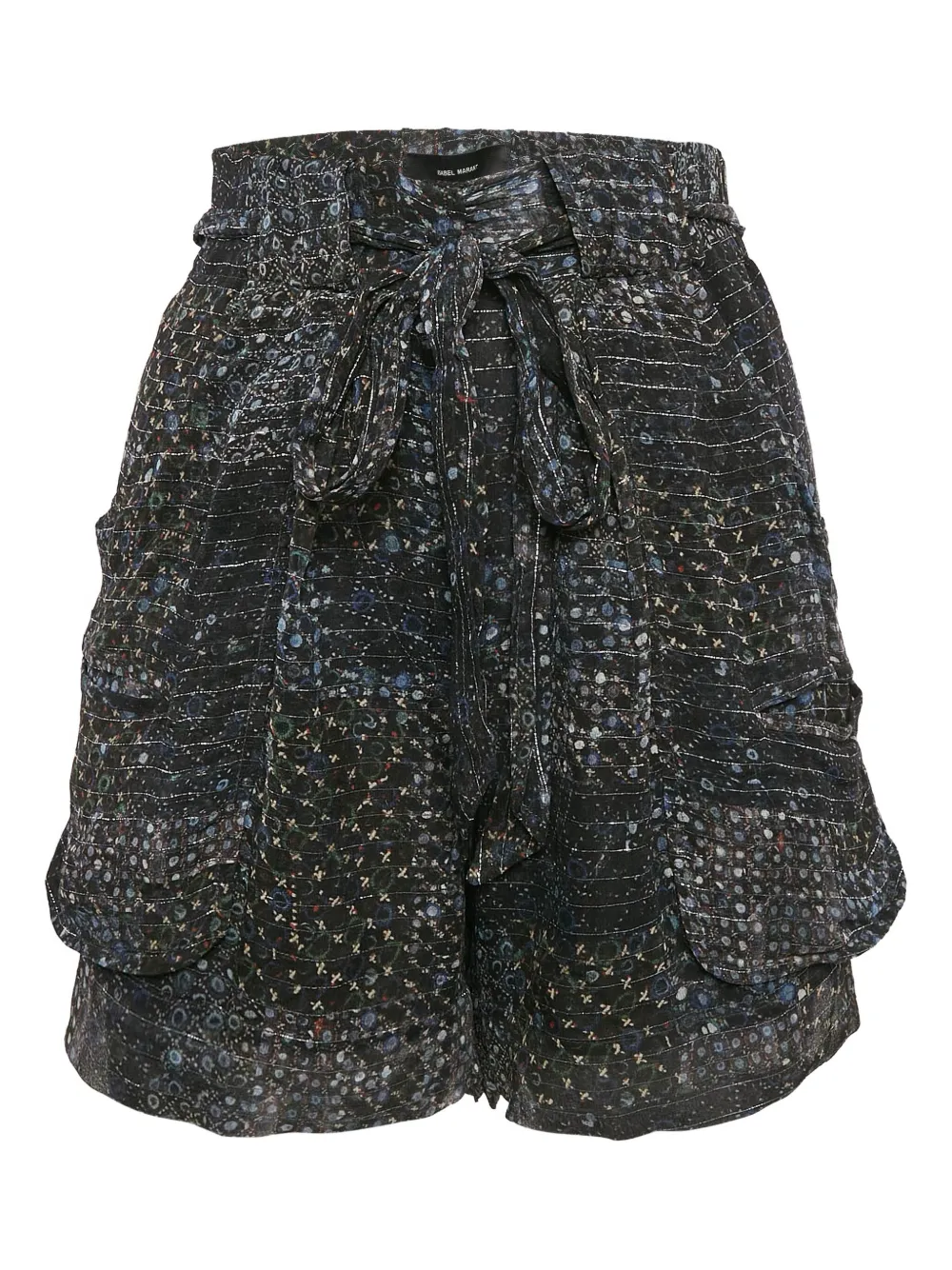 ISABEL MARANT silk-lurex graphic-print shorts | Black | Image 1