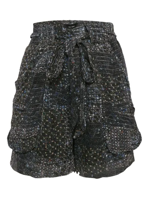 ISABEL MARANT silk-lurex graphic-print shorts
