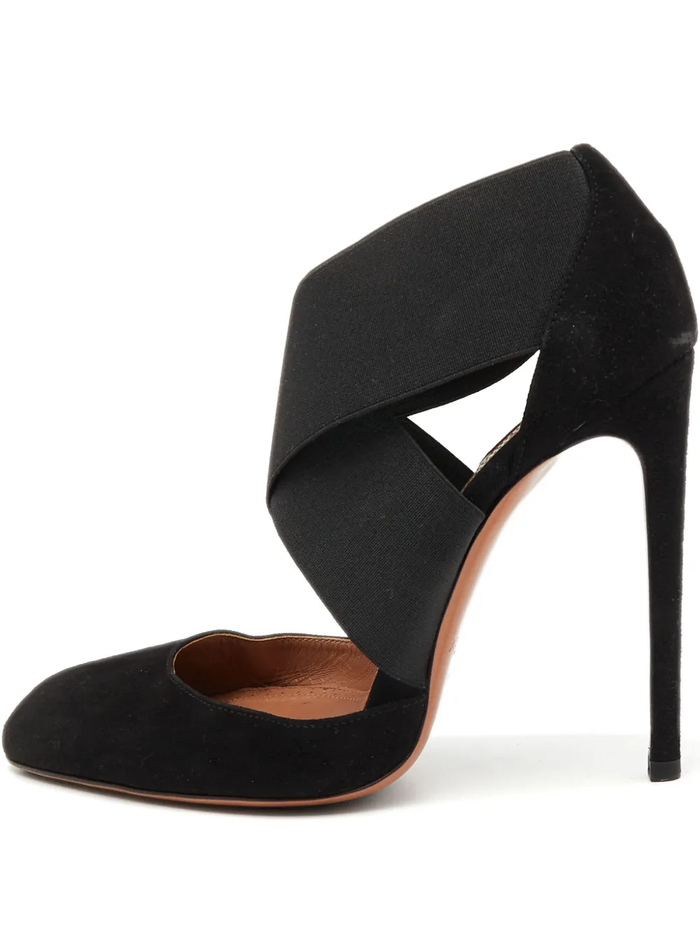 Alaïa Pre-Owned cross-strap suede pumps | Black | Image 1