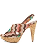 Missoni Pre-Owned 130mm wave pattern cork platform sandals - Neutrals