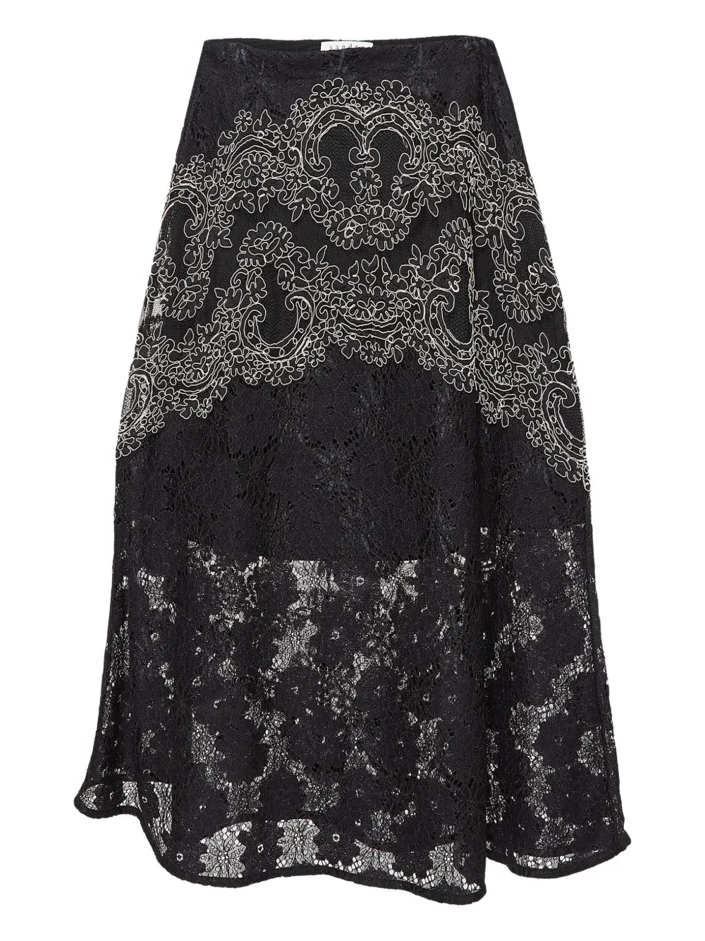 SANDRO pre-owned lace floral embroidery skirt | Black | Image 1