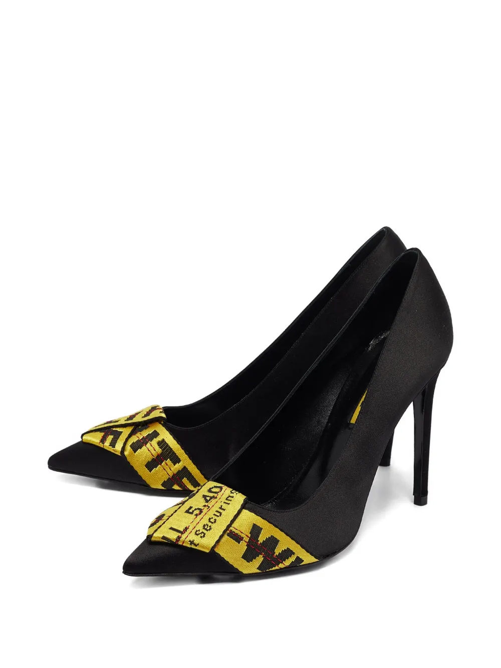 Off-White Pre-Owned 110 mm satijnen pumps met strikdetail - Zwart