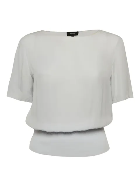 Theory pre-owned ribbed-hem silk top