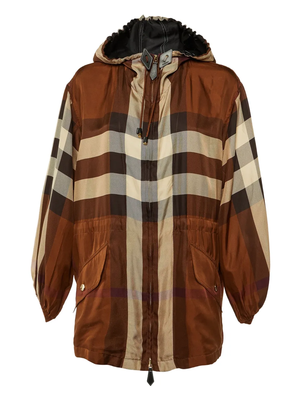 Burberry Pre-Owned checked hooded jacket | Brown | Image 1