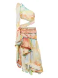 ZIMMERMANN cut-out graphic-print dress - Neutrals