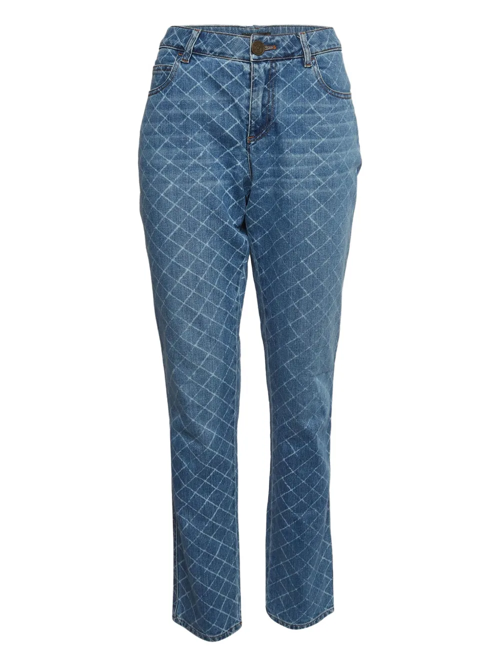 CHANEL Pre-Owned 2024 diamond pattern jeans | Blue | Image 1