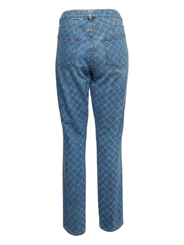 CHANEL Pre-Owned 2024 Diamond Pattern Jeans | Blue | FARFETCH