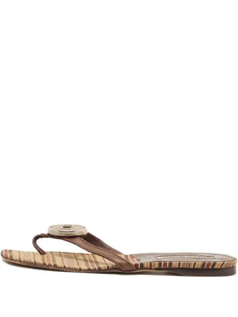 Manolo Blahnik striped thong flat sandals