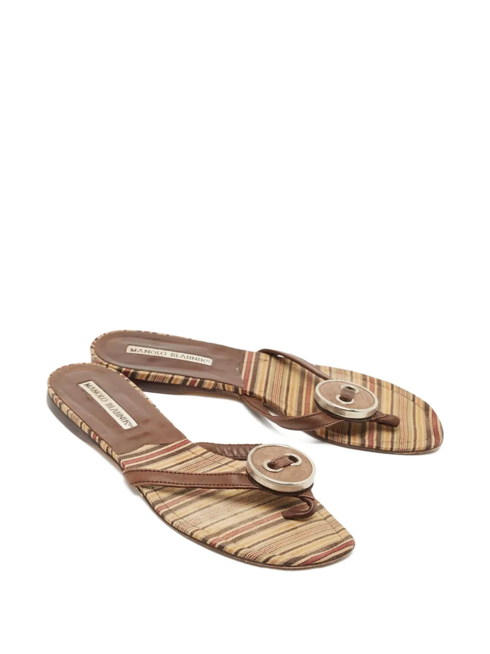 Manolo Blahnik striped thong flat sandals | Image 2