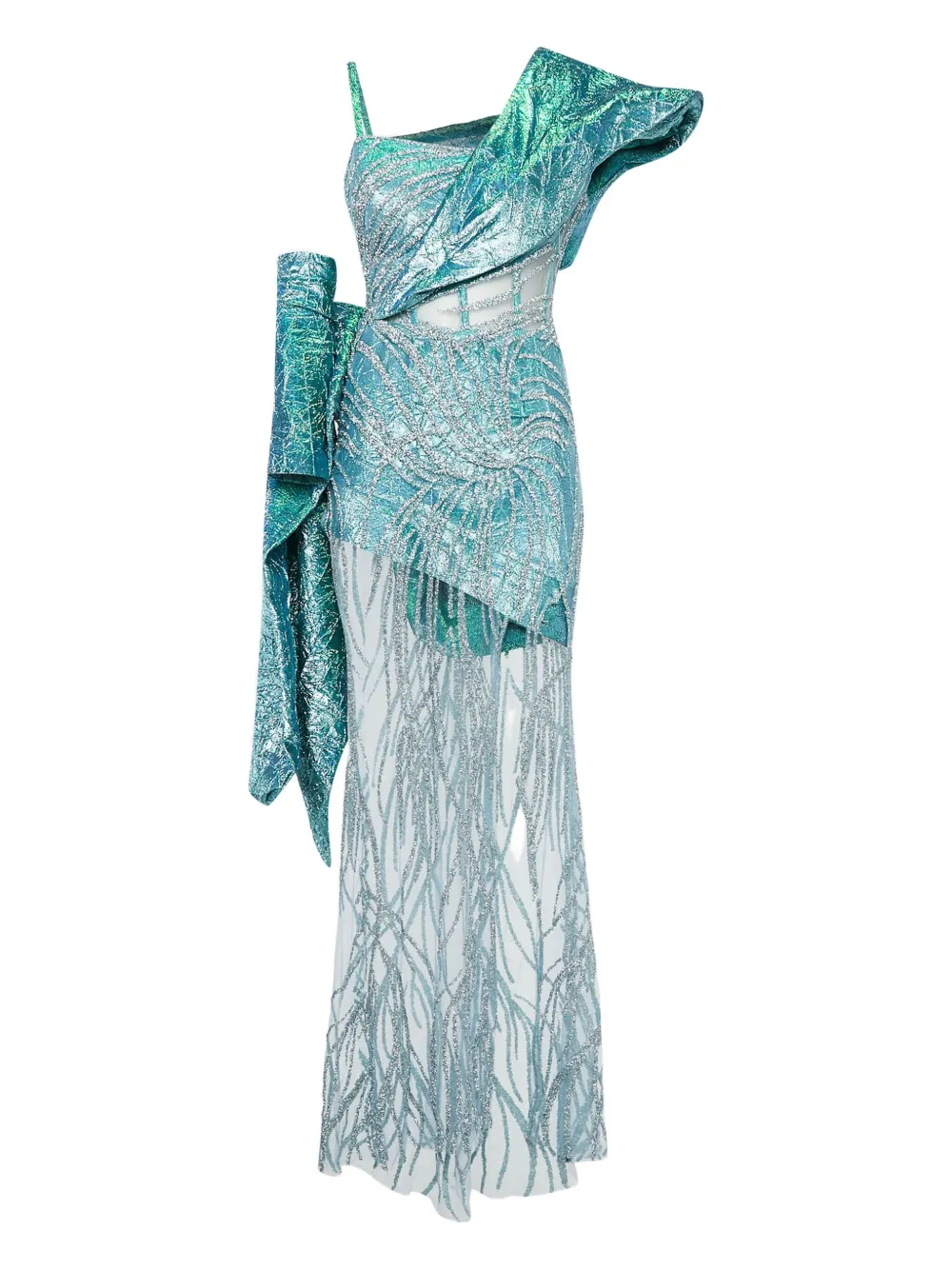 Ihab Jiryis embellished one-shoulder dress | Blue | Image 1