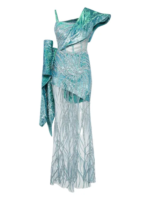 Ihab Jiryis embellished one-shoulder dress