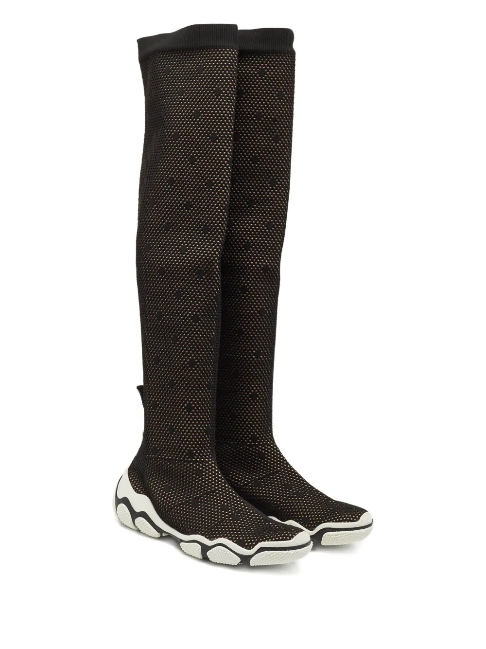 Valentino Garavani Pre-Owned Gebreide overknee laarzen met patroon - Zwart