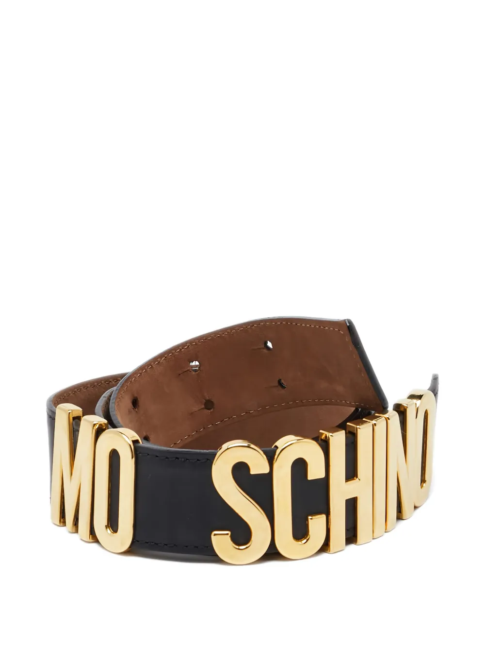 Pre-owned Moschino Leather Logo Belt In Black