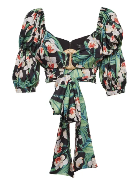 PatBO buckle-detail puff-sleeve top