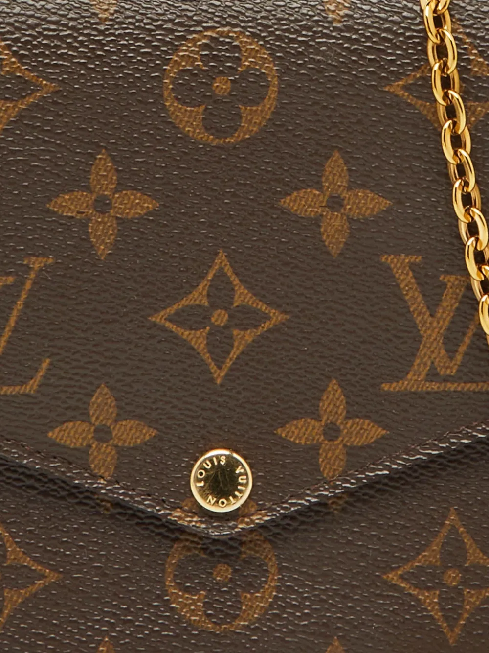 Pre-owned Louis Vuitton Pochette Félicie Monogram Canvas Clutch Bag In Brown