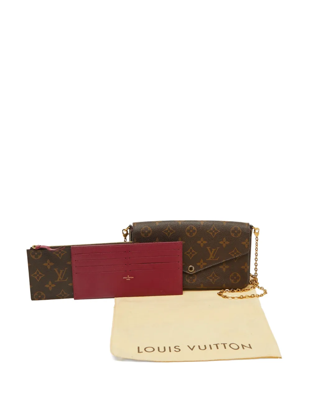 Pre-owned Louis Vuitton Pochette Félicie Monogram Canvas Clutch Bag In Brown
