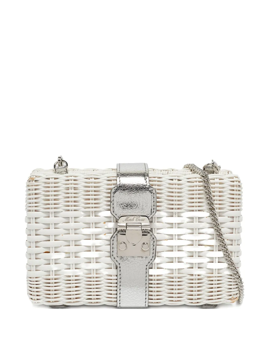 Mark Cross wicker clasp clutch bag - ホワイト Mark Cross wicker clasp clutch bag - ホワイト