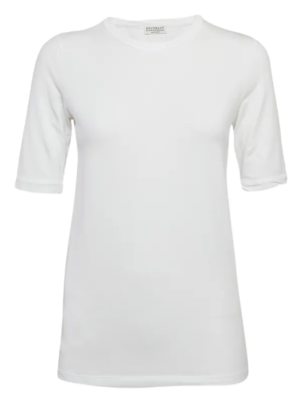 ☆関税込☆【BRUNELLO CUCINELLI】ホワイト コットンTシャツ Brunello Cucinelli コットン Tシャツ | ホワイト | FARFETCH JP