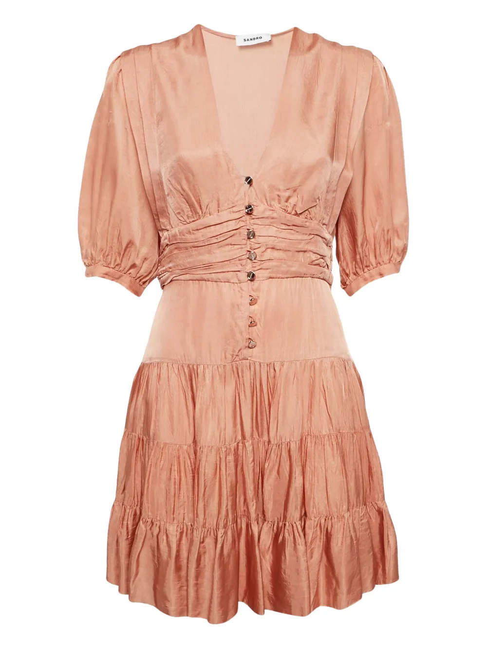 SANDRO pre-owned puff-sleeved tiered dress | Orange | Image 1