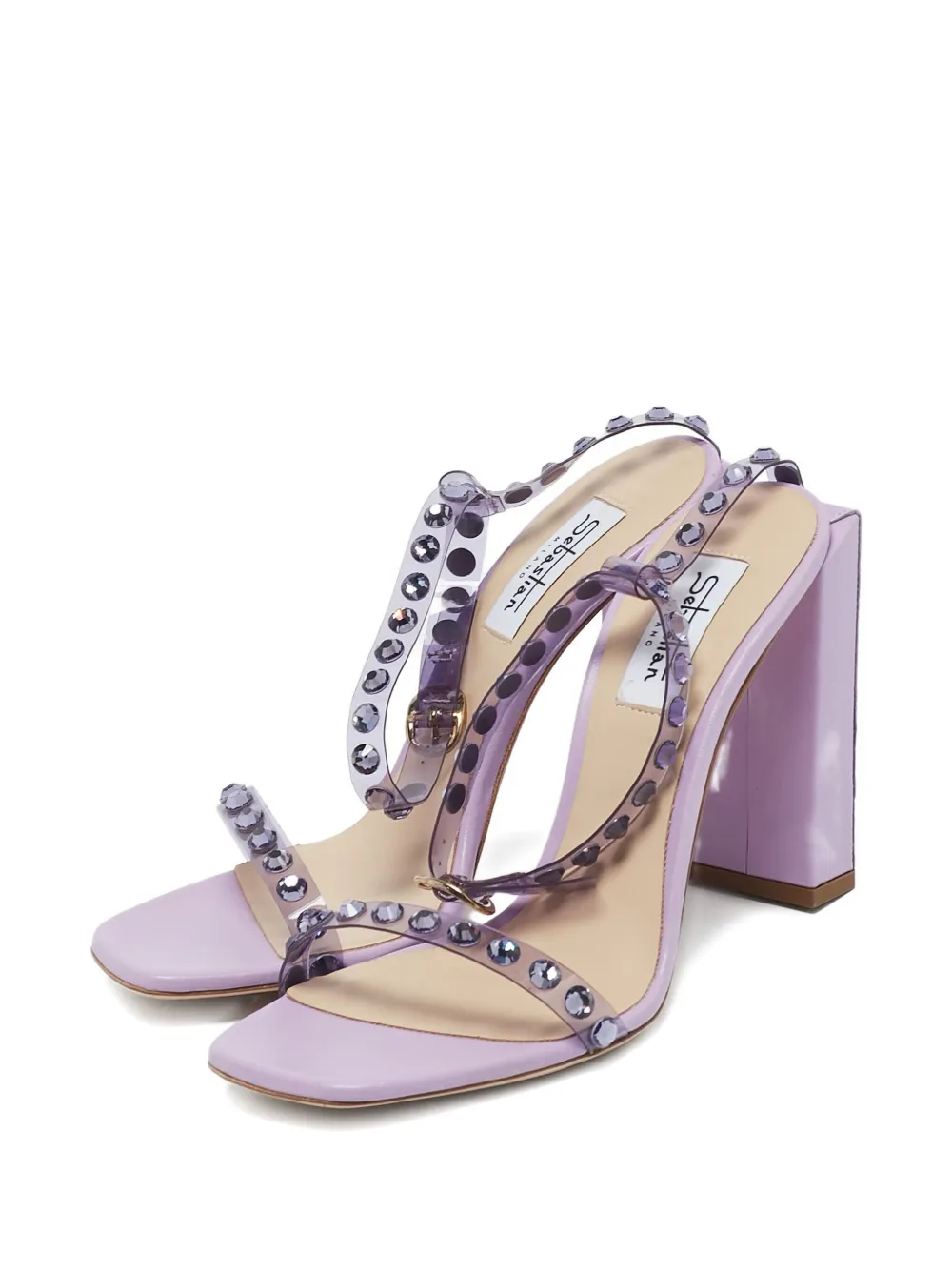 Sarah & Sebastian pre-owned 110mm Sebastian crystal-embellished leather sandals | Image 2