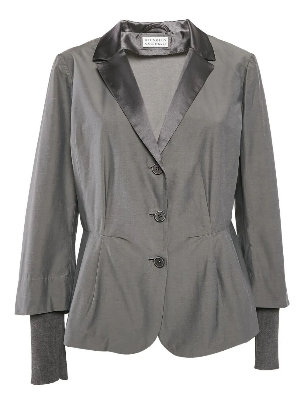 Brunello Cucinelli satin-collar cotton blazer | Grey | Image 1
