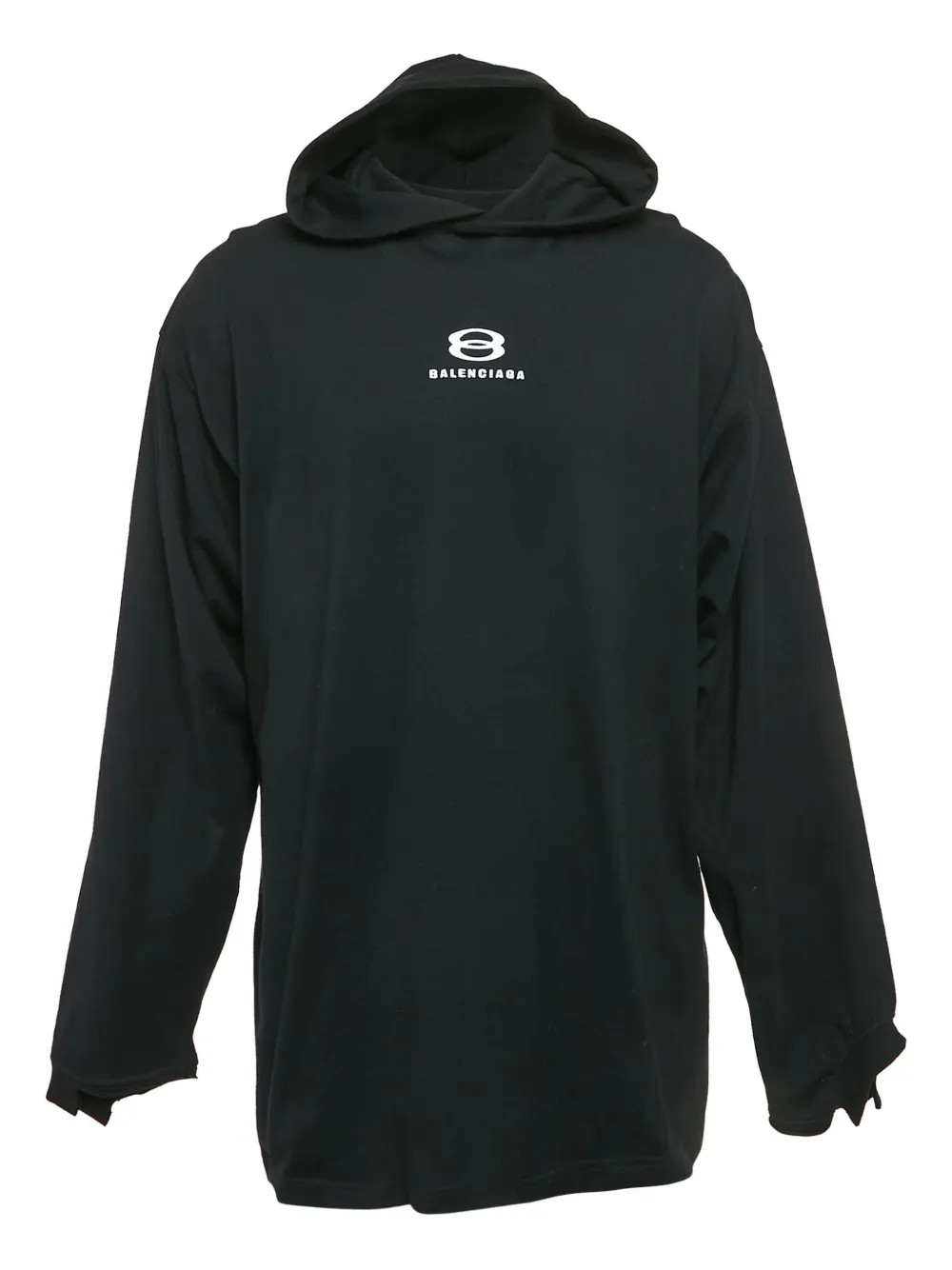 Balenciaga Pre-Owned logo-print cotton hoodie | Black | Image 1