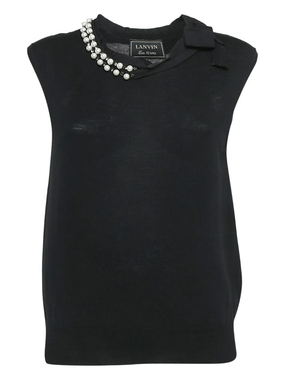 faux pearl-embellishment sleeveless top