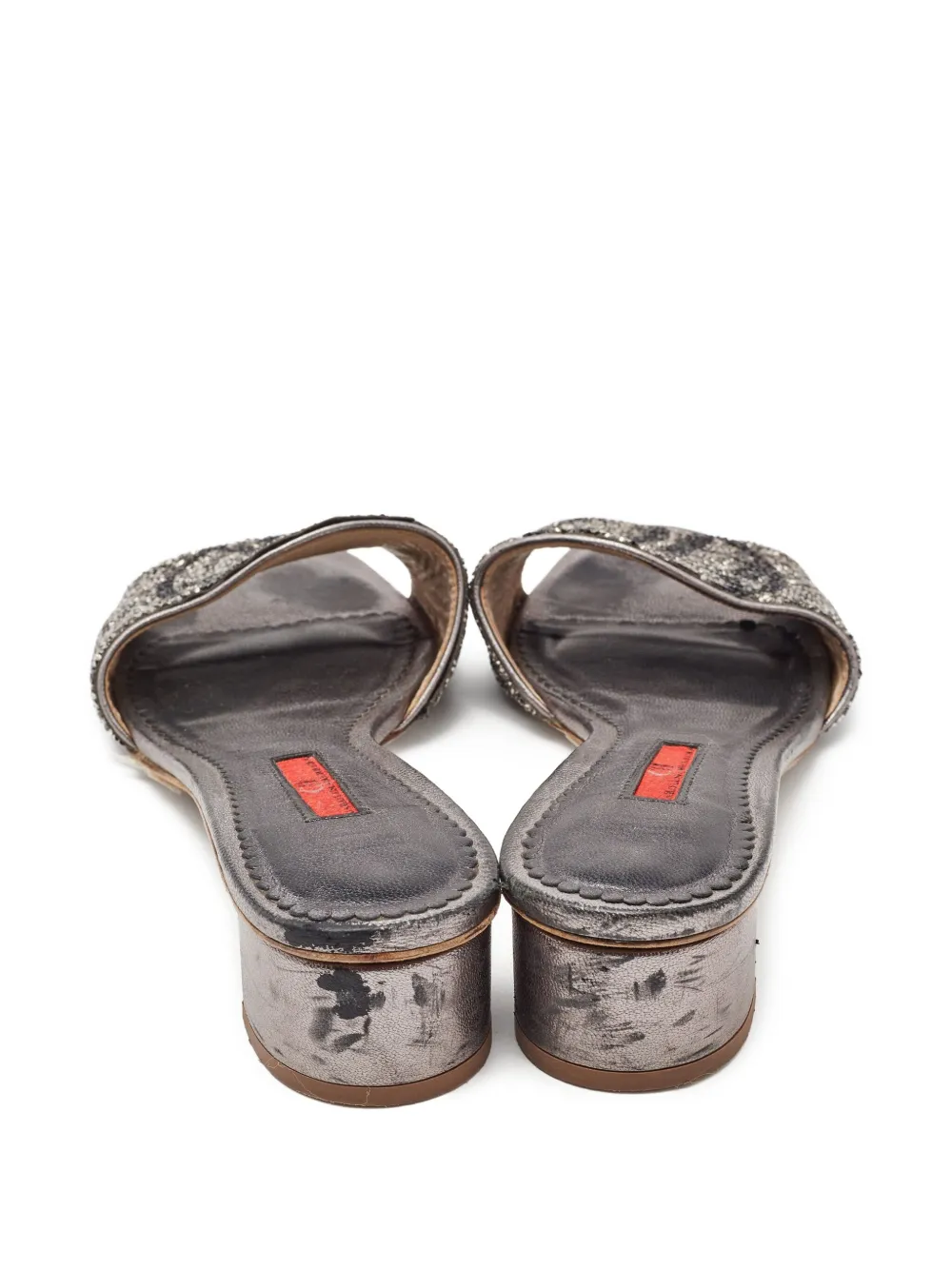 Carolina Herrera Vintage 35 mm leren sandalen verfraaid met kristallen - Grijs
