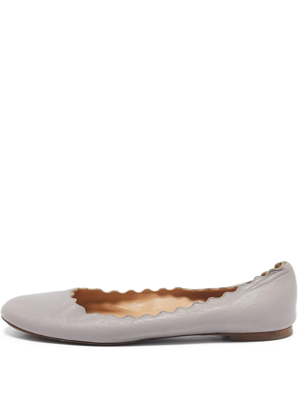 scalloped leather ballet flats