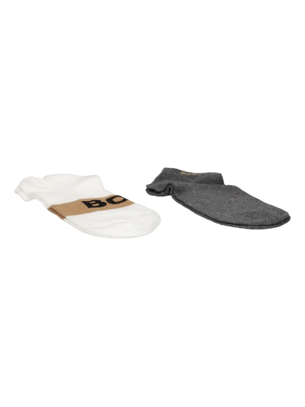 BOSS Twee paar sokken met logoprint Beige