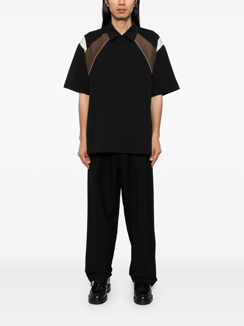 CROQUIS Poloshirt met vlakken - Zwart