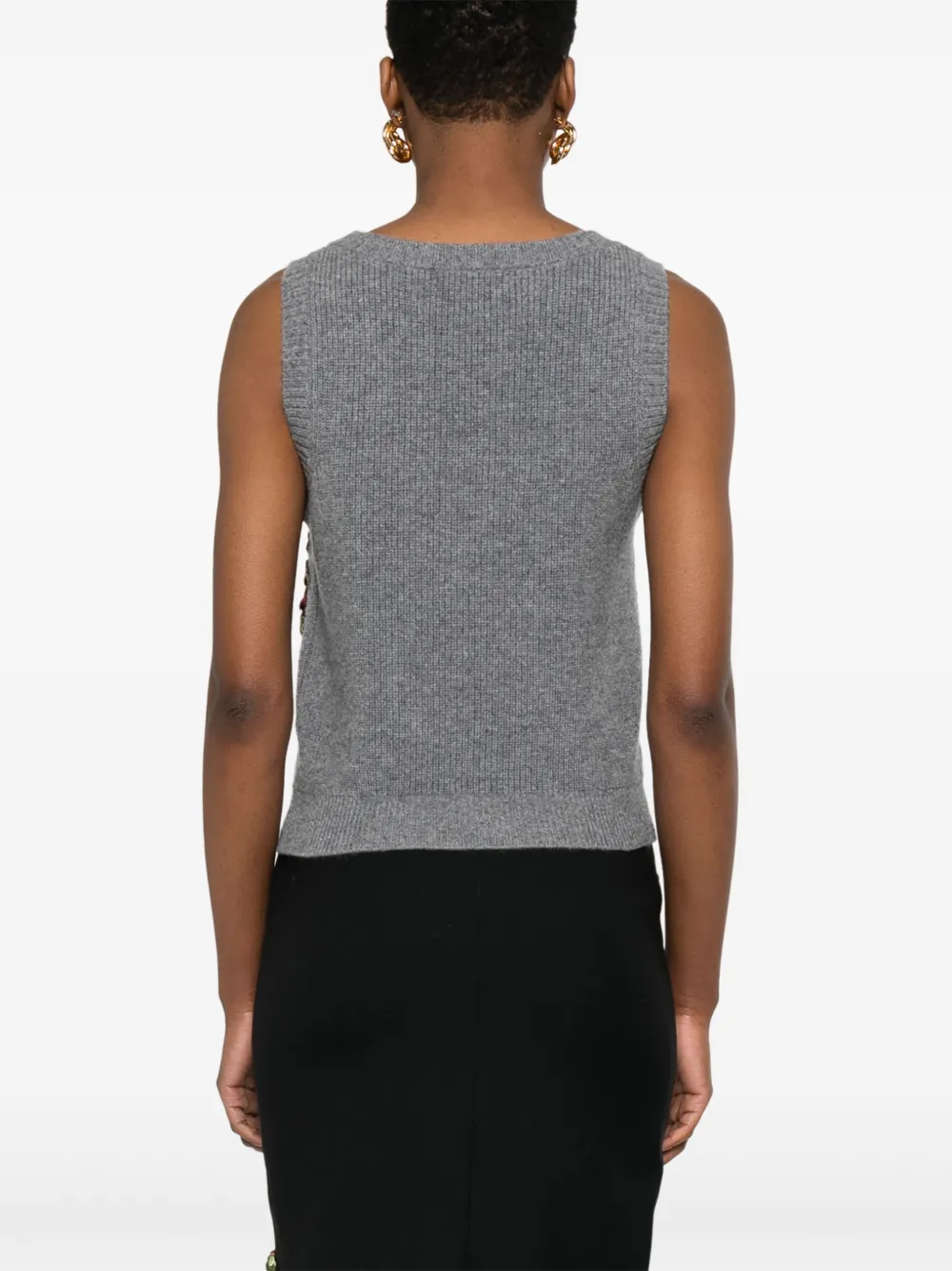 Shop Markgong Floral-appliqué Ribbed Top