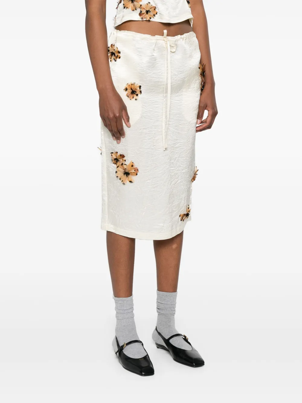 Shop Markgong Floral-appliqué Skirt