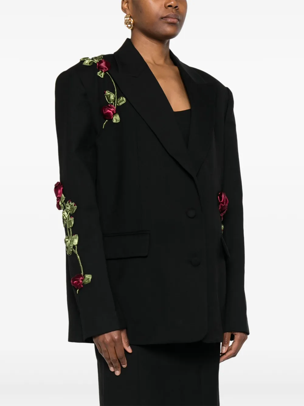Shop Markgong Floral-appliqué Blazer