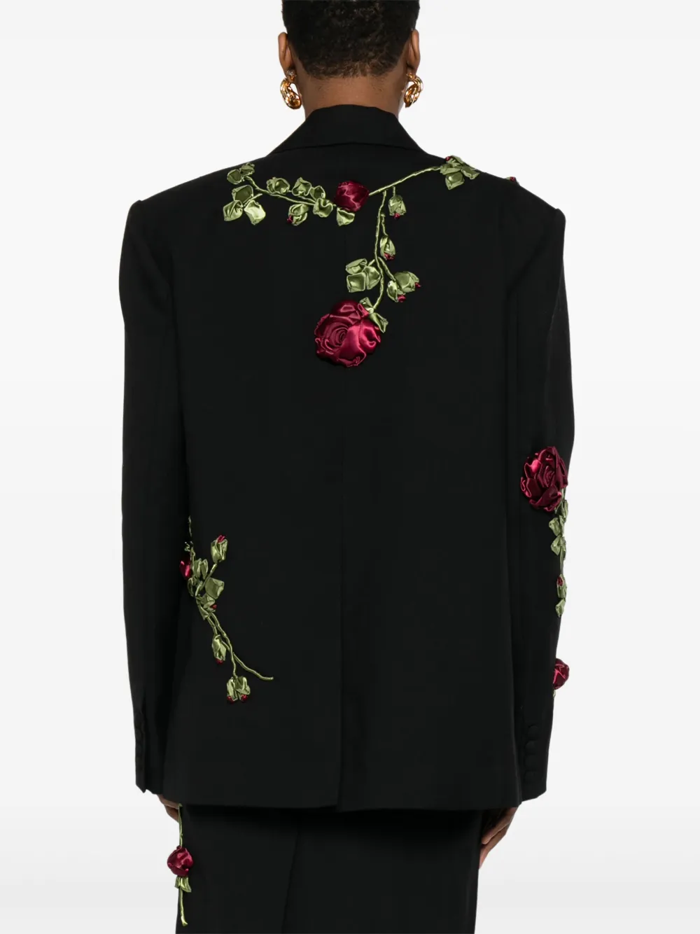 Shop Markgong Floral-appliqué Blazer