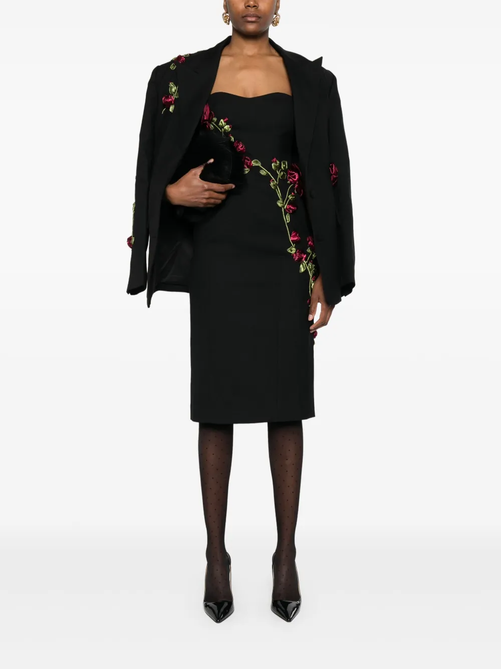 Shop Markgong Floral-appliqué Blazer