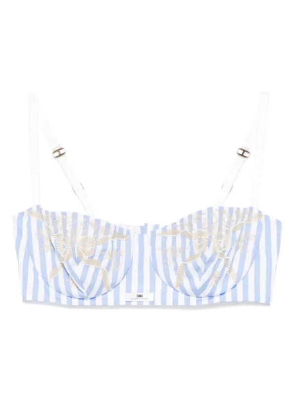 Elisabetta Franchi ストライプ クロップドトップ | ホワイト