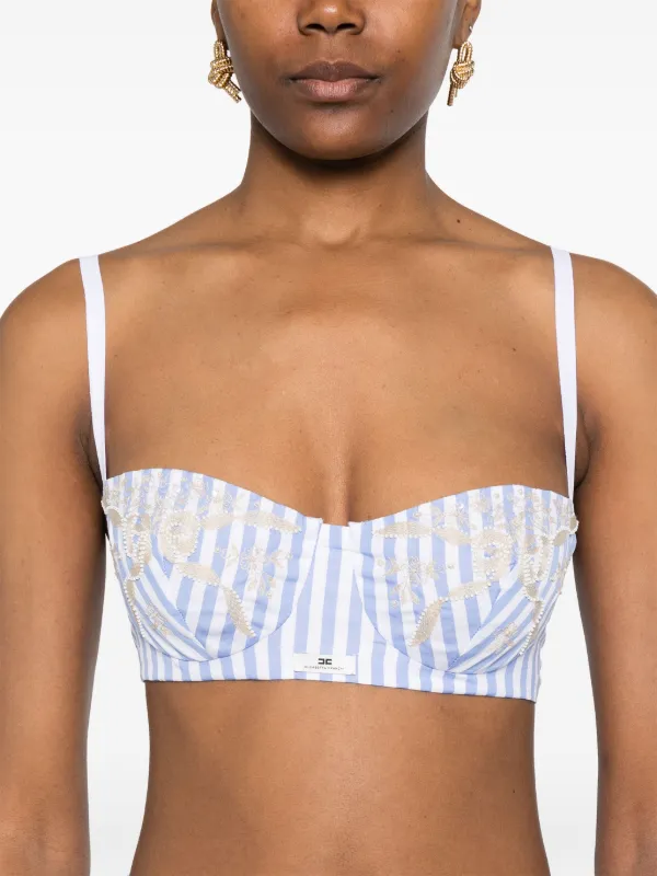 Elisabetta Franchi ストライプ クロップドトップ | ホワイト
