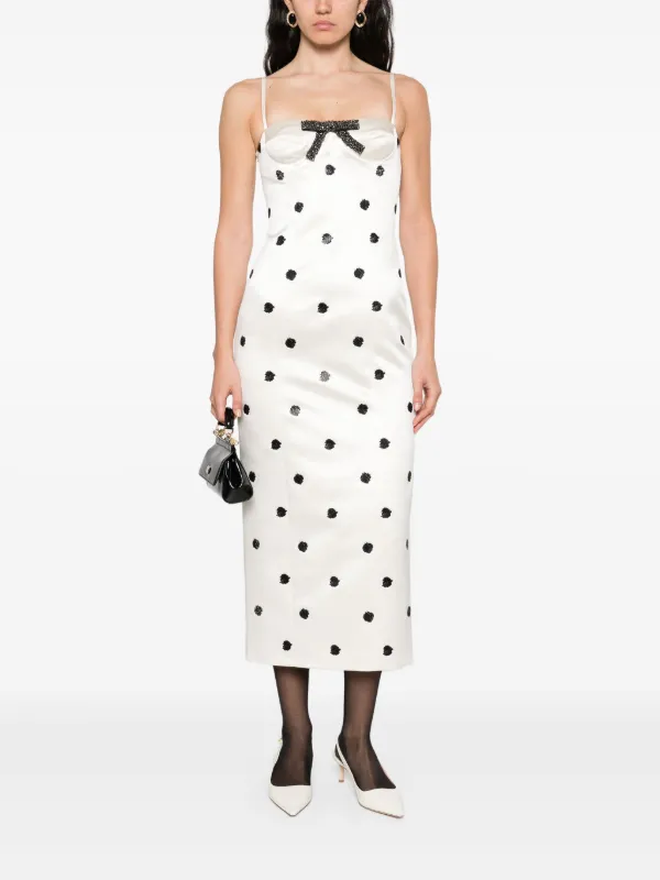 MARKGONG Robe mi-longue à Pois Blanc FARFETCH FR