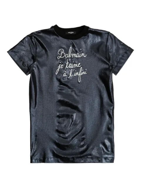 Balmain Kids vestido estilo playera con estampado gráfico