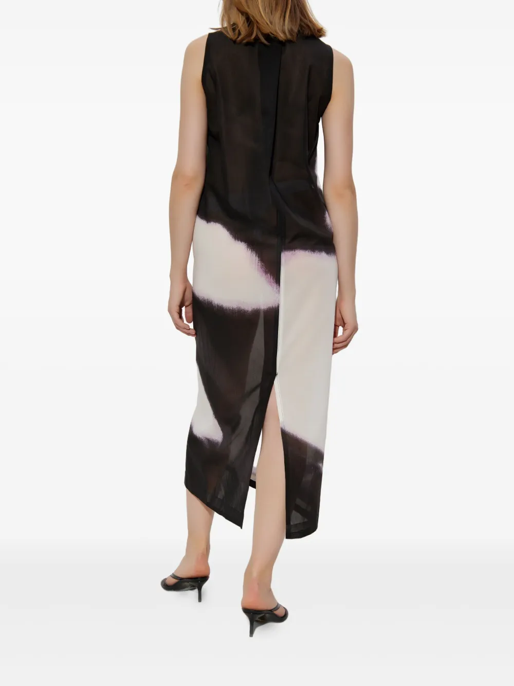 Issey Miyake Mouwloze jurk met abstracte print Wit