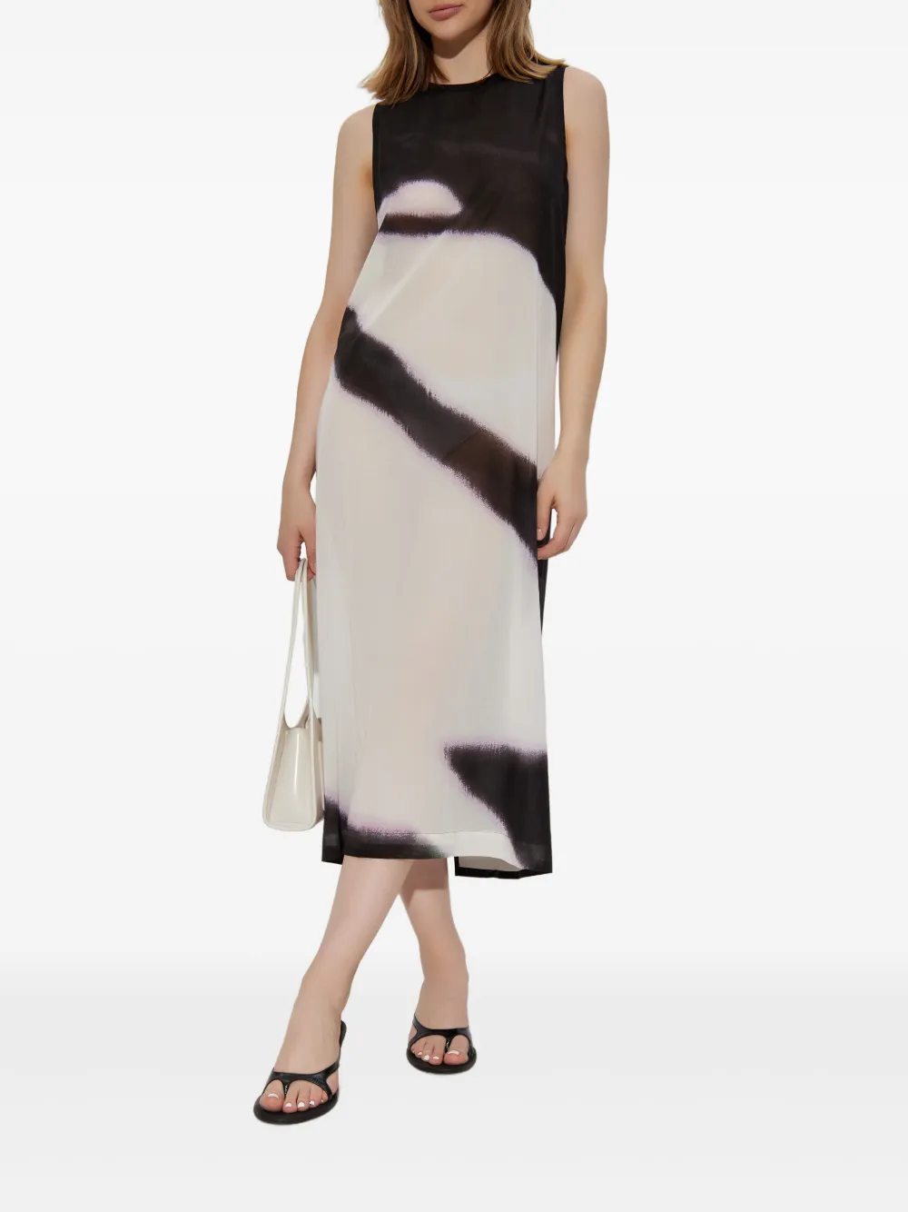 Issey Miyake Mouwloze jurk met abstracte print - Wit