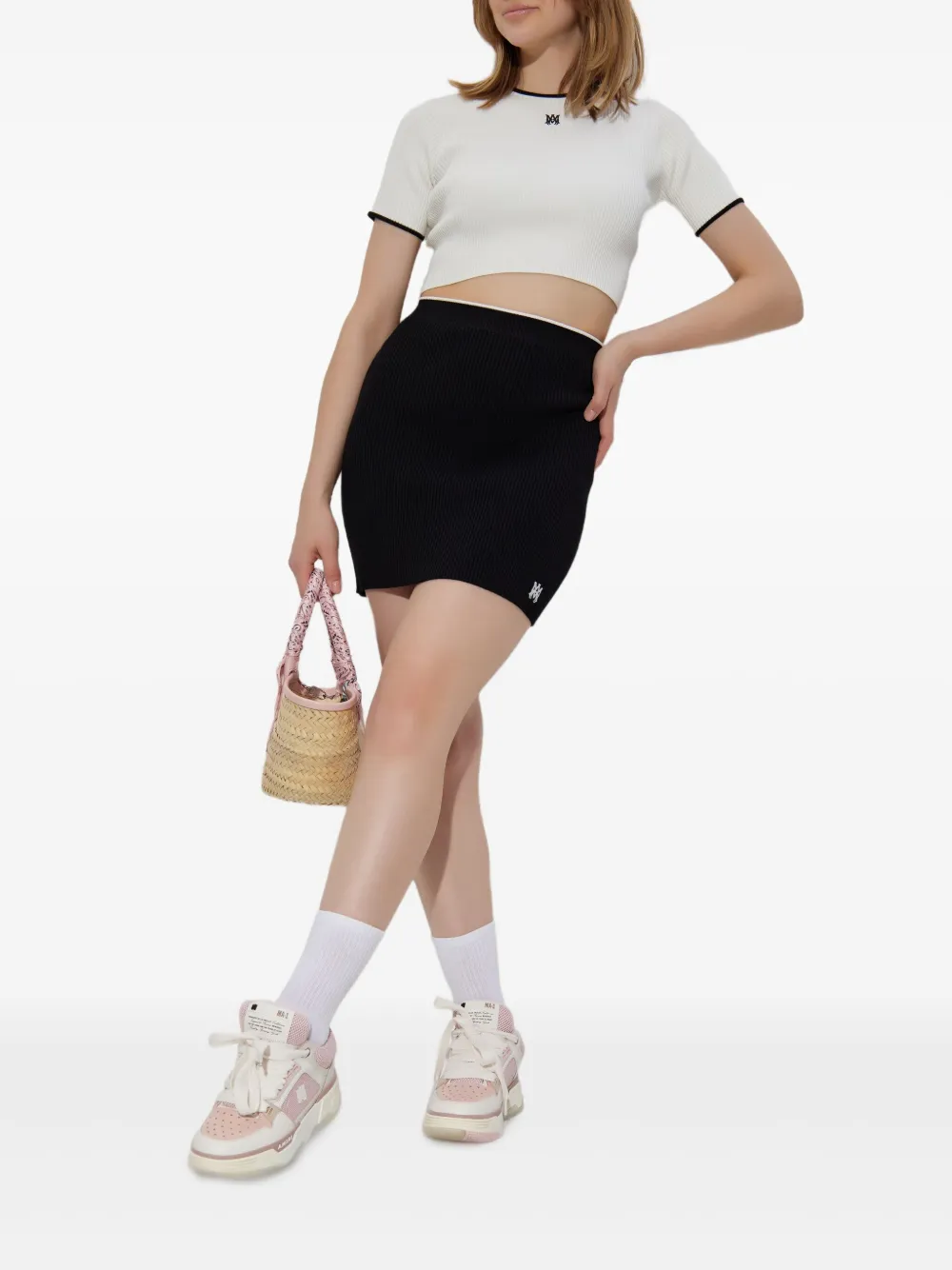 AMIRI Geribbelde mini-rok - Zwart