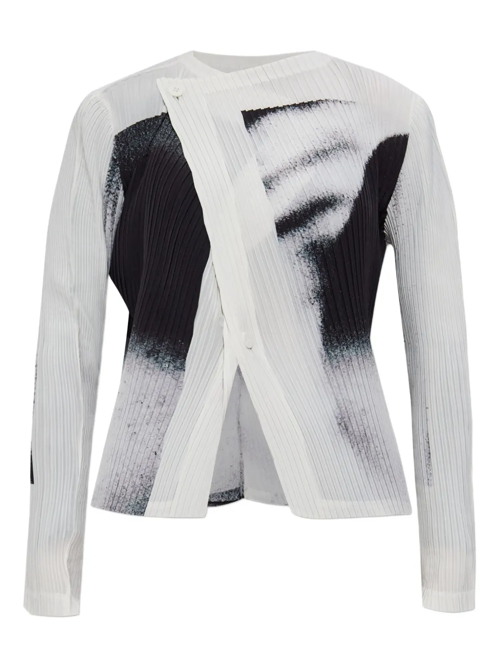 Issey Miyake Shadow Study pleated graphic-print jacket | White | Image 1