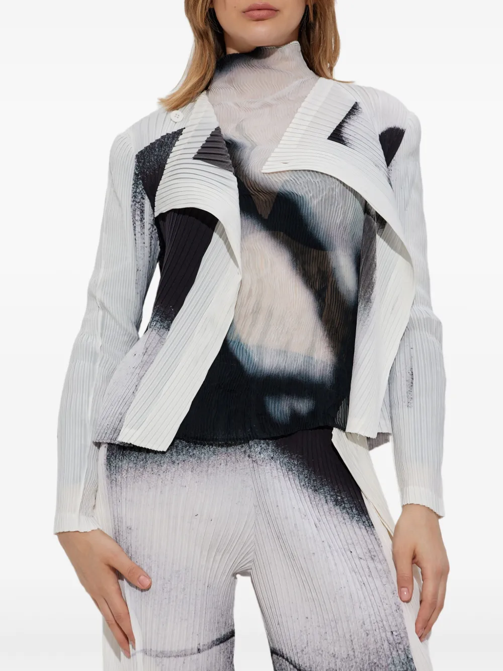 Issey Miyake Shadow Study Pleated Graphic-print Jacket
