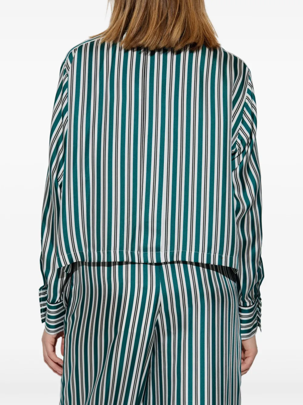 Max Mara Blouse met gestreepte kraag Groen